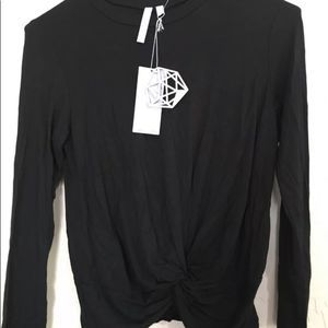 Girls Youth Good Luck twist front Top Black 7252